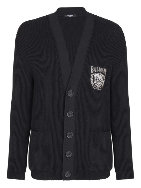  Balmain V-neck Embroidered Cardigan - Black 