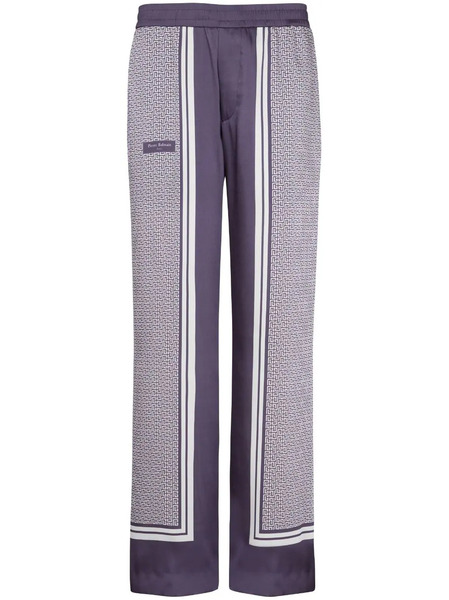  Balmain Vertical-print Straight-leg Trousers - Purple 
