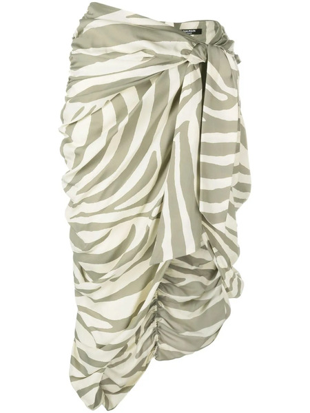  Balmain Zebra-print Midi Skirt - Neutrals 
