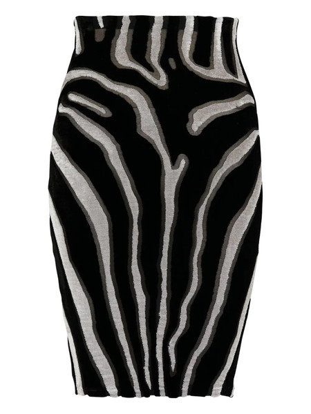  Balmain Zebra-print Velvet Mini-skirt - Black 