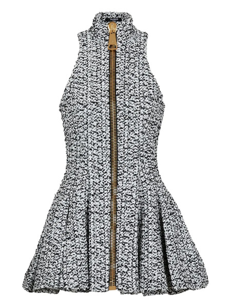  Balmain Zip-front Flared Mini Dress - White 
