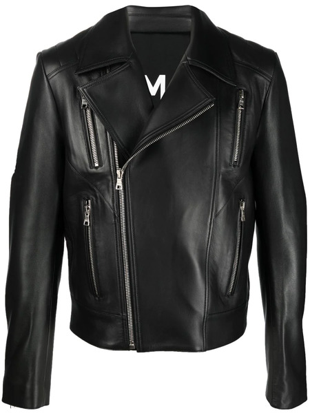  Balmain Zip Leather Jacket - Black 