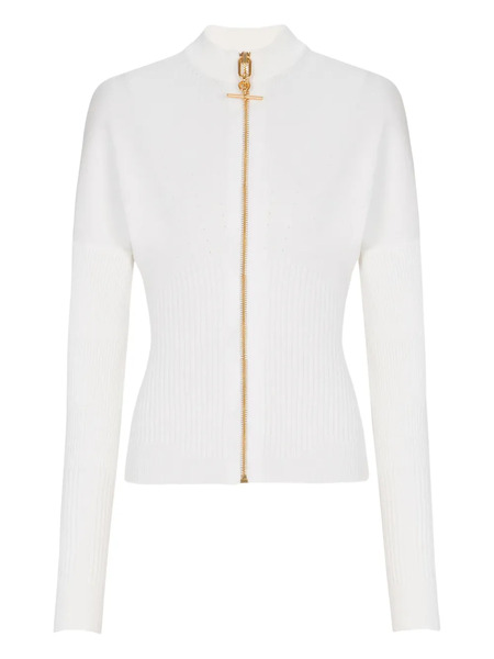  Balmain Zip-up Knitted Cardigan - White 