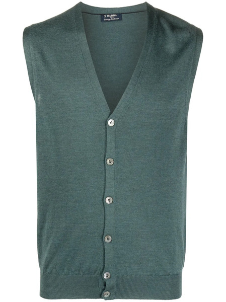  Barba Button-up Virgin Wool Knitted Vest - Blue 