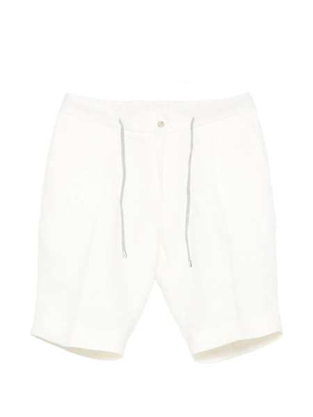  Barba Drawstring Pleated Shorts - White 