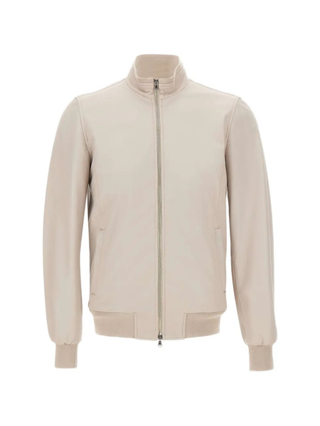  Barba Fox Ribbed Leather Jacket - Neutrals 