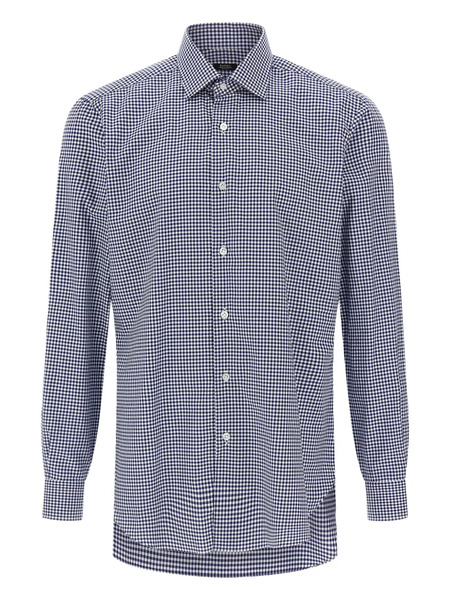 Barba Gingham-pattern Cotton Shirt - Blue 