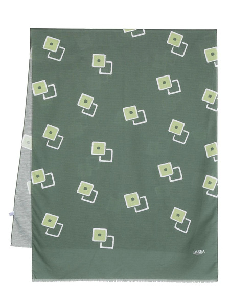 Barba Graphic-print Frayed Scarf - Green 