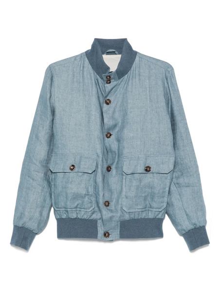  Barba Linen Bomber Jacket - Blue 