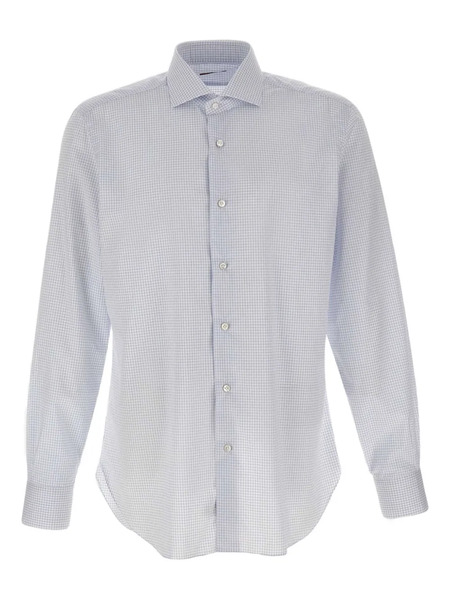 Barba Micro-checked Long-sleeve Shirt - White 