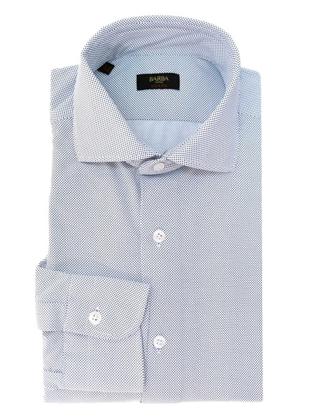  Barba Micro-dot Patterned Shirt - Blue 
