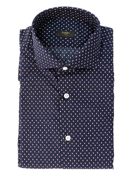 Barba Micro-pattern Button-down Shirt - Blue 
