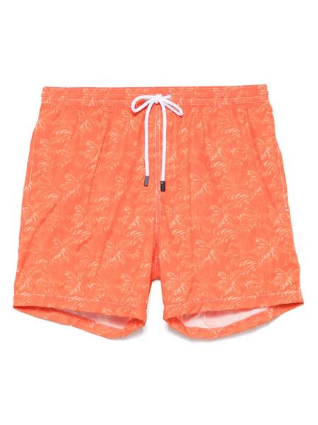  Barba Palm Tree-print Swim Shorts - Orange 