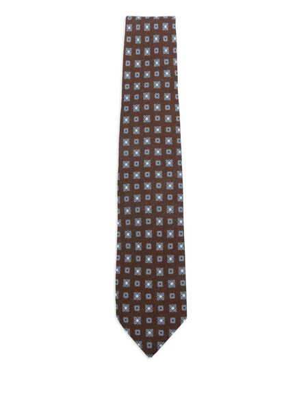  Barba Patterned Silk Tie - Brown 
