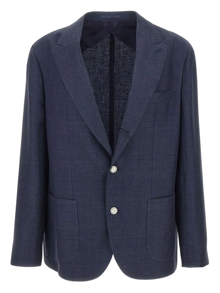  Barba Peak-lapel Patch-pocket Blazer - Blue 