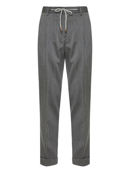  Barba Pleated-drawstring Trousers - Grey 