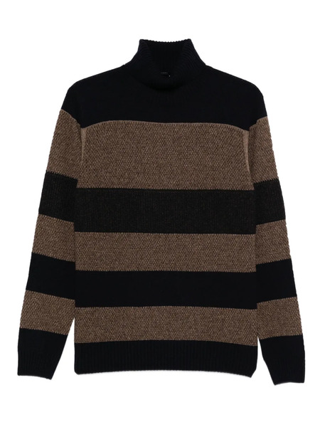  Barba Turtleneck Striped Wool Sweater - Blue 