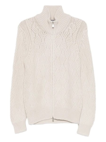  Barba Zip-up Cable-knit Cardigan - Neutrals 