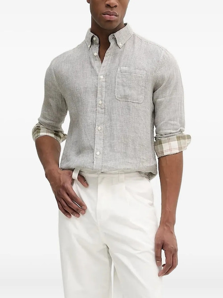  Barbour Check-lined Linen Shirt - Green 