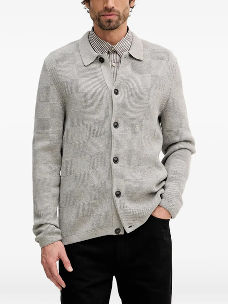  Barbour Falton Check Button Cardigan - Grey 