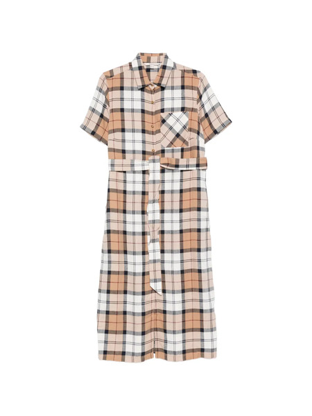  Barbour Fern Belted Check Midi Dress - Brown 