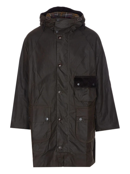 Barbour Hooded Logo-sleeve Coat - Green 