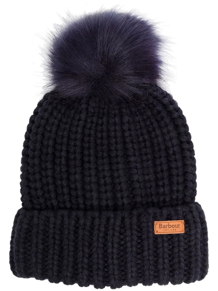  Barbour Logo Pom-pom Beanie Hat - Blue 