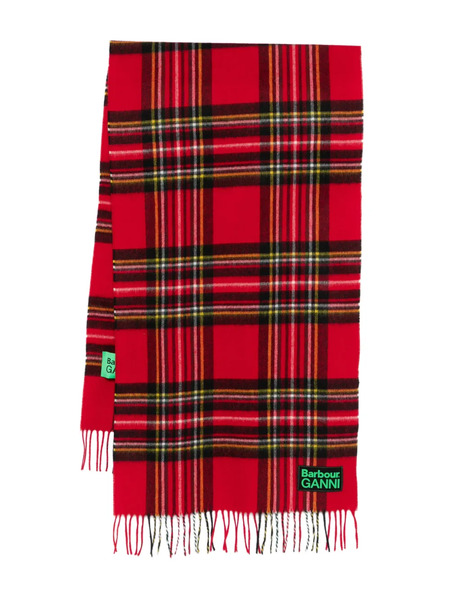  Barbour Pattern Fringed Scarf - Red 