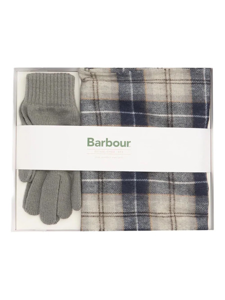  Barbour Plaid Gloves Scarf - Grey 