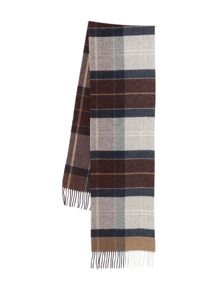  Barbour Plaid-pattern Fringed Scarf - Brown 