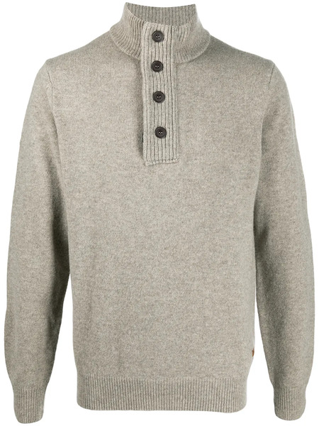  Barbour Stand-up Collar Buttoned Jumper - Neutrals 