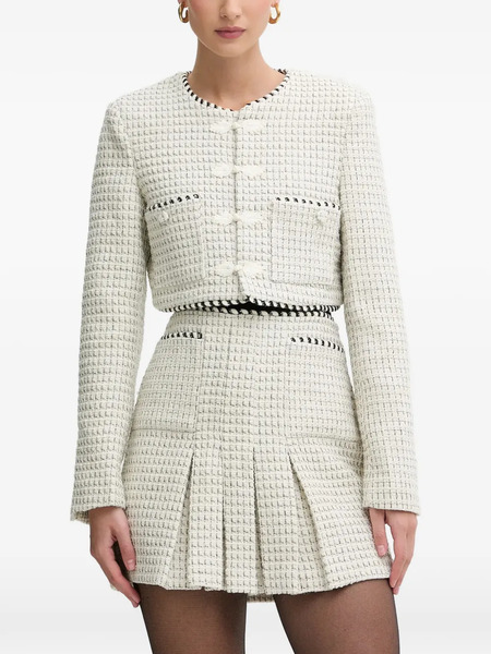  Bardot Florine Woven-texture Cropped Jacket - White 