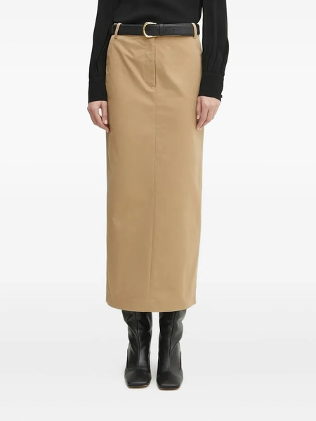  Bardot Front-slit Midi Skirt - Neutrals 