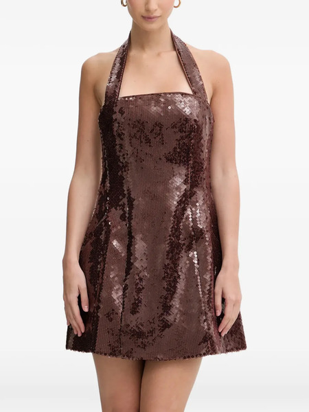  Bardot Halter Sequin Halter Dress - Brown 