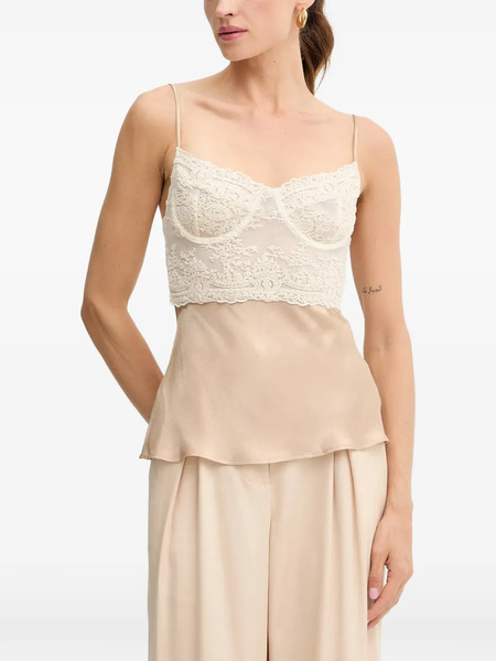  Bardot Lace-panel Top - Neutrals 