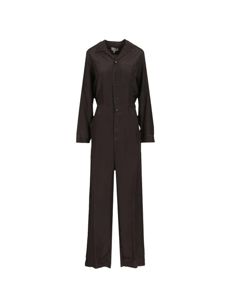  Barena Button Pure Silk Jumpsuit - Brown 