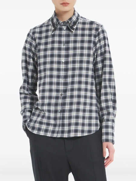  Barena Checked Embellished Collar Shirt - Grey 