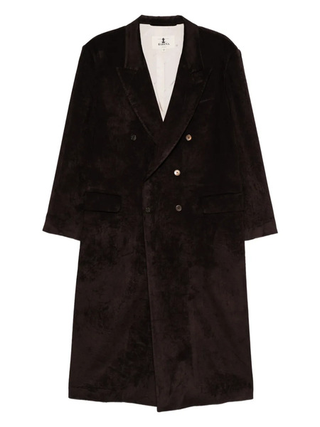  Barena Double-breasted Velvet Coat - Brown 