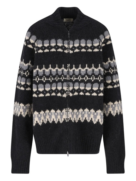  Barena Jacquard Zip Cardigan - Black 