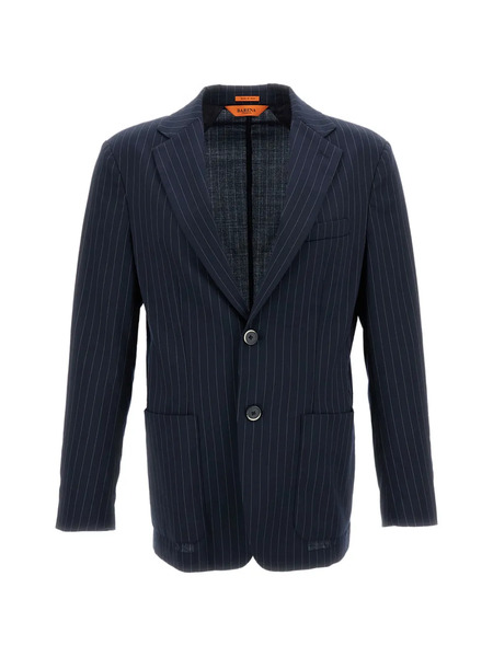  Barena Pinstripe Patch Pocket Jacket - Blue 