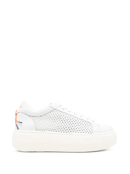  Barracuda Perforated Platform Sneakers - White 