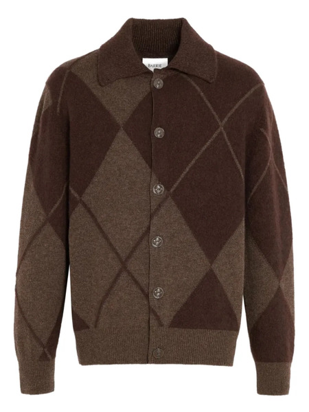  Barrie Argyle-pattern Button Cardigan - Brown 