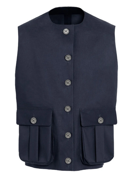  Barrie Button-fastening Pocket Rain Jacket - Blue 