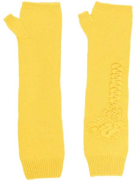  Barrie Cashmere Fingerless Mittens - Yellow 