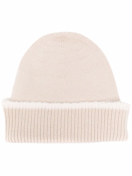  Barrie Cashmere Ribbed Beanie - Neutrals 