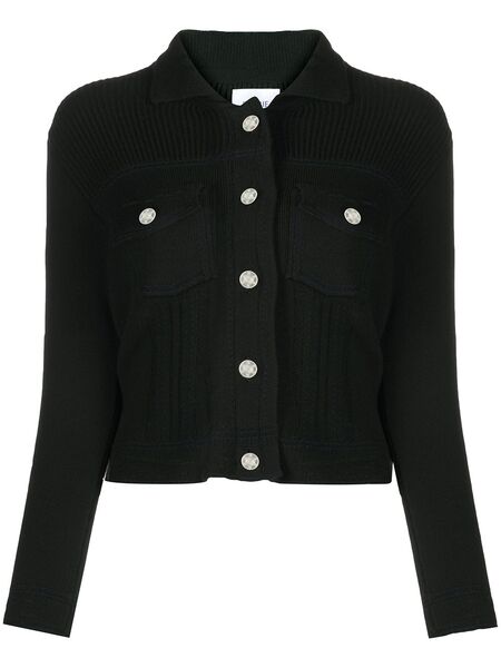  Barrie Contrast-stitch Knitted Jacket - Black 