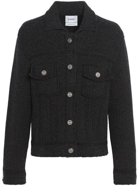  Barrie Contrast-stitch Knitted Jacket - Black 
