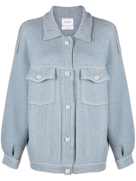  Barrie Contrast-stitching Denim-effect Jacket - Blue 