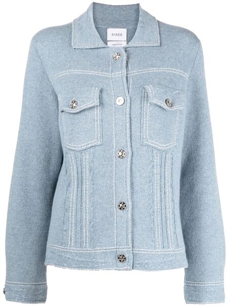  Barrie Contrast-stitching Denim-effect Jacket - Blue 