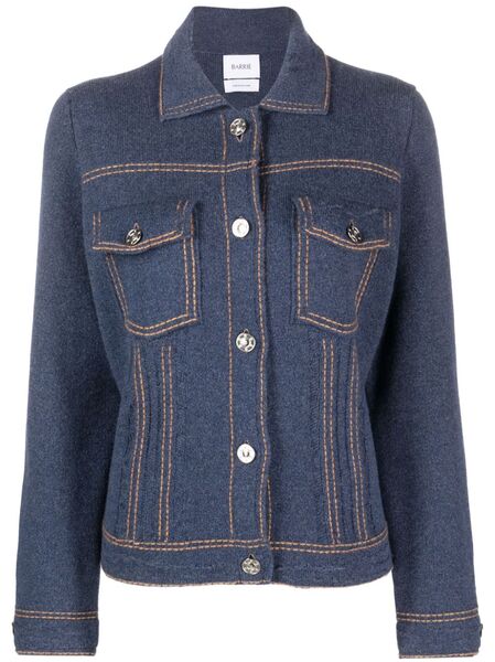  Barrie Contrast-stitching Denim-effect Jacket - Blue 
